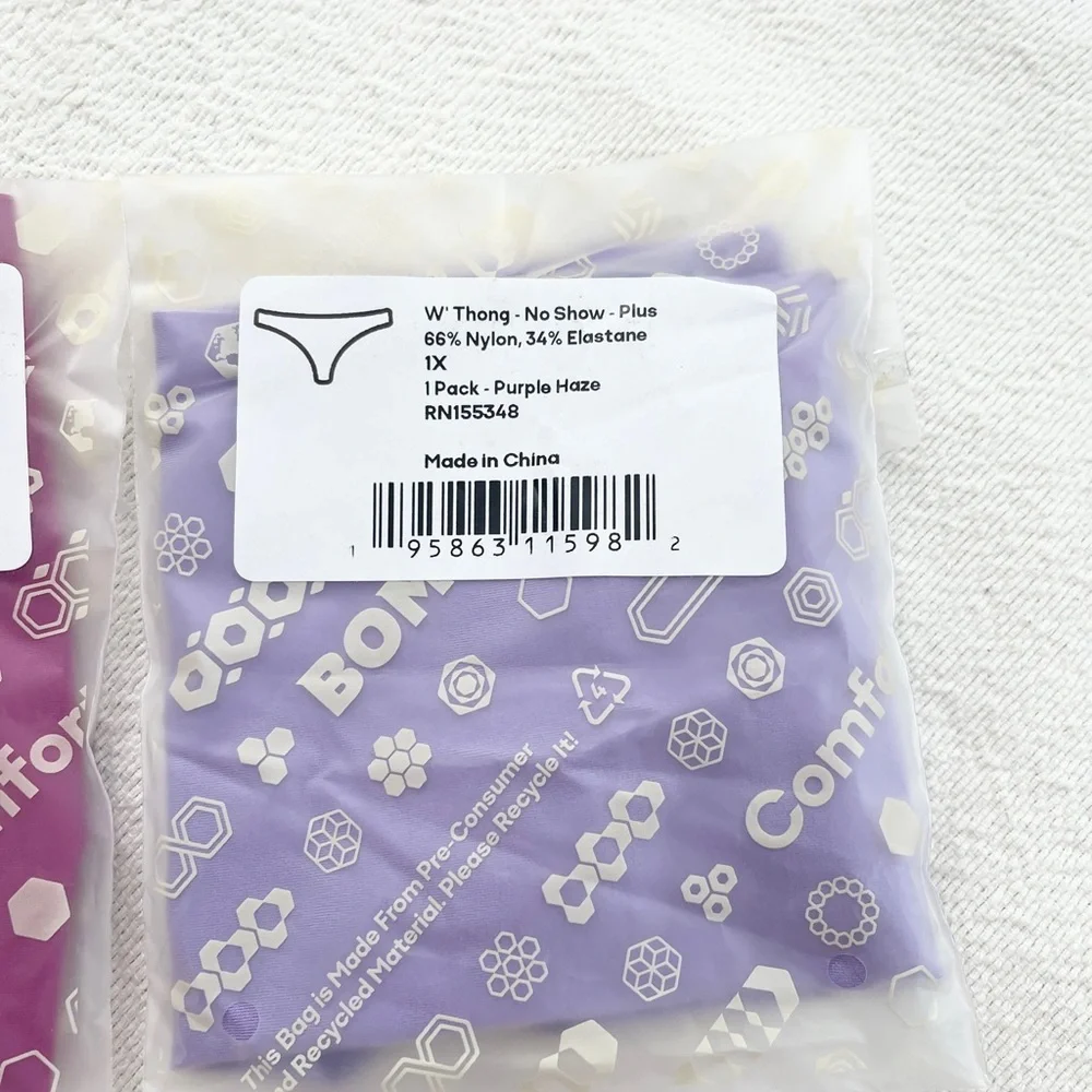NWT Bombas 3 Pack Bundle Underwear Thong Panties “ No Show “ Size 1X